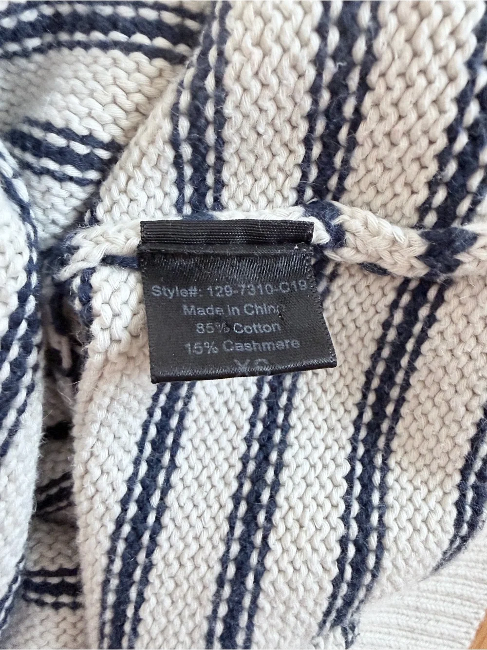 Jenni Kayne Cotton Cashmere Striped Sweater Navy Cream Breton XS